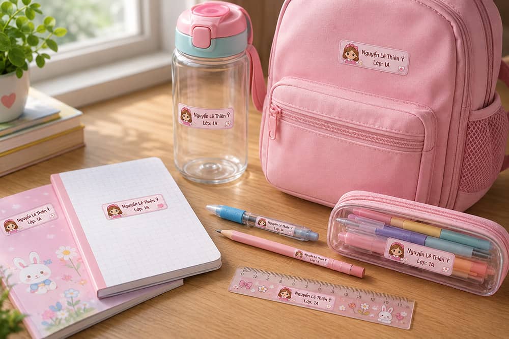 In Sticker dán đồ dùng học tập cho bé – từ 50.000đ/10 cái lấy ngay
