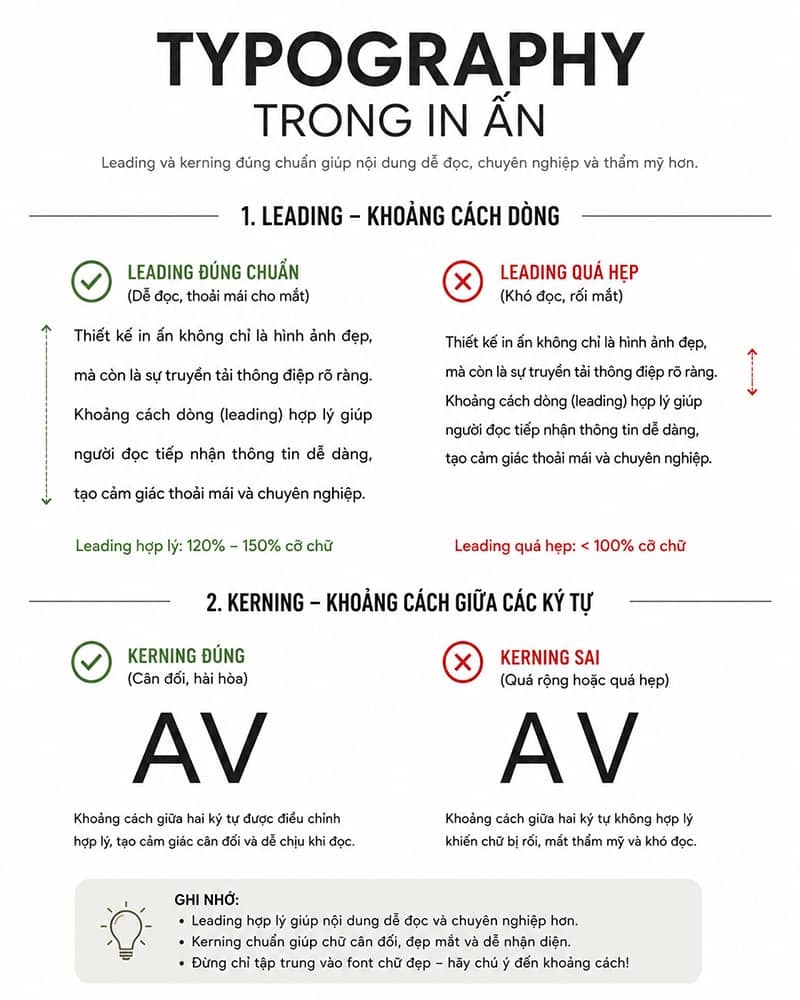Font chữ, cỡ chữ v&agrave; khoảng c&aacute;ch để đọc dễ khi In ấn